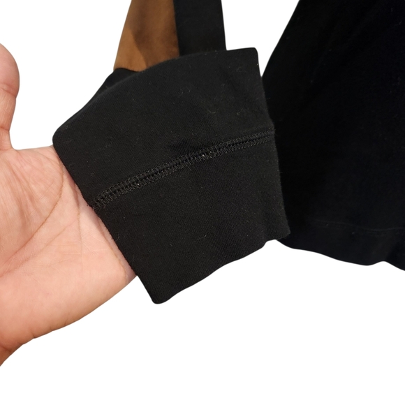 RALPH LAUREN BLACK COTTON TOP W/ CONTRAST ELBOW PATCHES AND SHOULDER ZIPPER XL - Picture 5 of 12